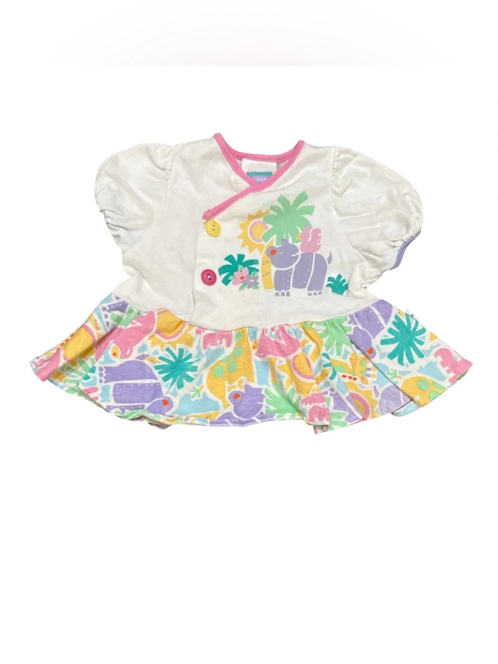 Vintage Little Me Baby Girls Pastel Animal Print Bloomer Set 2 Piece 90s